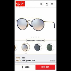 Ray Ban Round Double Bridge Blue Sunglasses